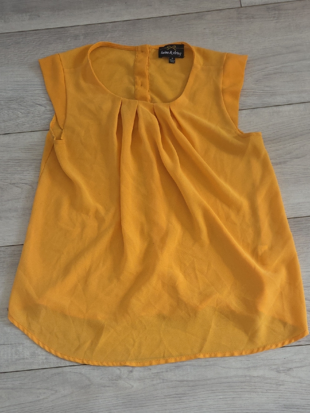 Twine & String Sleeveless Pleated Front Blouse in Bright Yellow